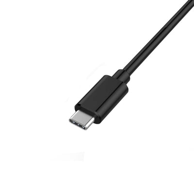 Black USB-C cable on a white background